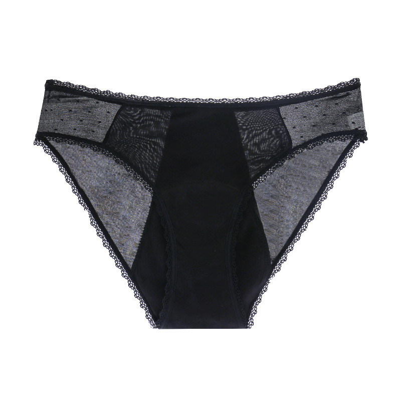 Wholesale Factory Bulk Leak proof 4 layer Transparent Menstrual briefs sexy lace period panties