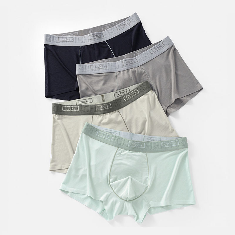 Modal Breathable Mid Waist Boxer Briefs Comfortable U Convex Men'S Underwear